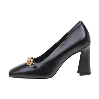 (W) TORY BURCH Leather Square-Toe Slide Heel 'Black'