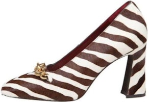 (Women) TORY BURCH Leather Square-Toe Slip-On Block Heel 'Brown & White' 152746960960 (Women) TORY BURCH Leather Square-Toe Slip-On Block Heel 'Brown & White' 152746960960