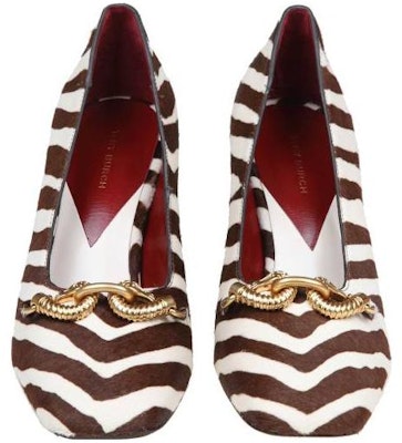 (W) TORY BURCH Sepatu Kulit Hak Blok Coklat Putih Square-Toe Slip-On 152746960960 Shop (W) TORY BURCH Sepatu Kulit Hak Blok Coklat Putih Square-Toe Slip-On 152746960960
