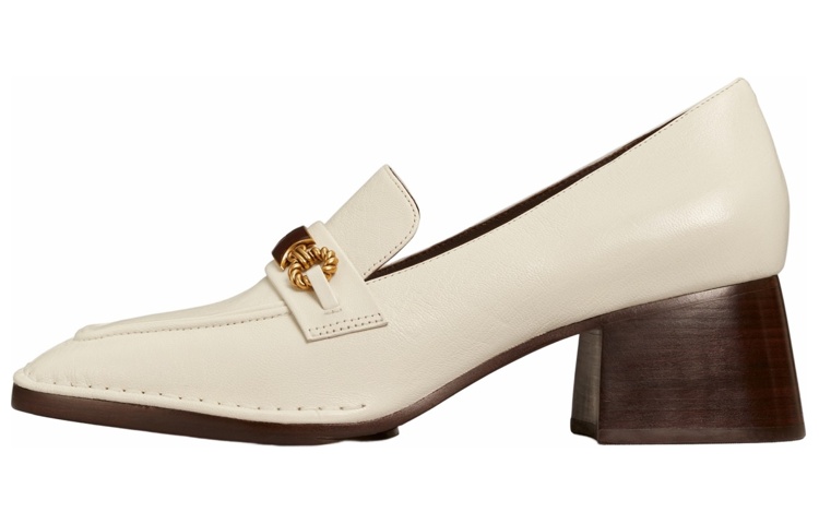 (Women) TORY BURCH Leather Tan 'Logo Clasp Block Heel' 134951-104