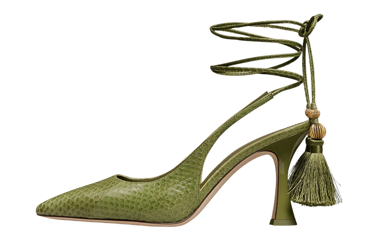 (W) TORY BURCH Leather Tassel Sandals 'Green'
