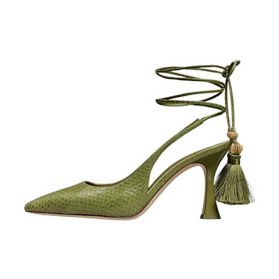 (W) TORY BURCH Leather Tassel Sandals 'Green'