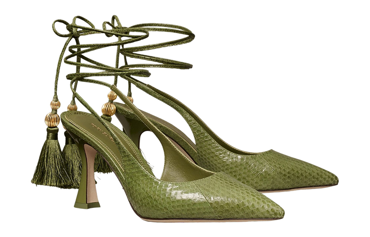 (W) TORY BURCH Leather Tassel Sandals 'Green' 圖 2
