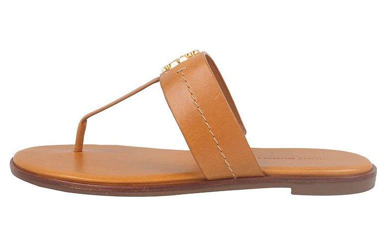 (W) TORY BURCH Leather Thong Sandals 'Brown Fashion'