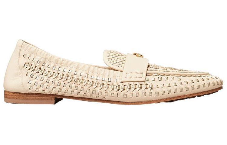 (W) TORY BURCH Leather Woven Logo Loafer 'White' 圖 2