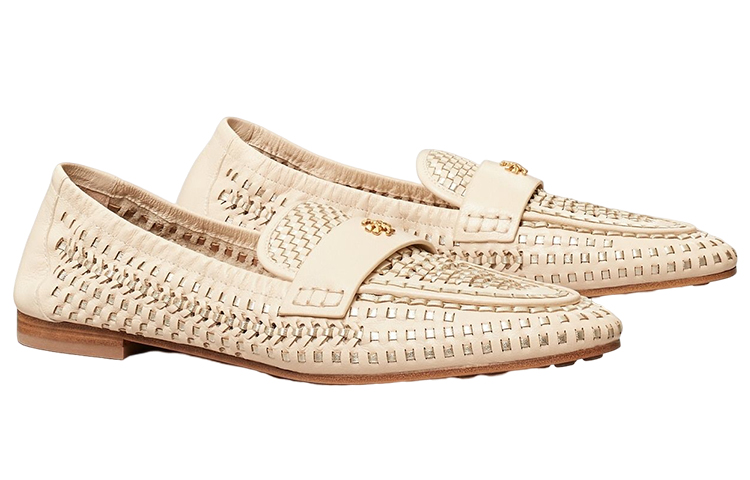 (W) TORY BURCH Leather Woven Logo Loafer 'White' 圖 3