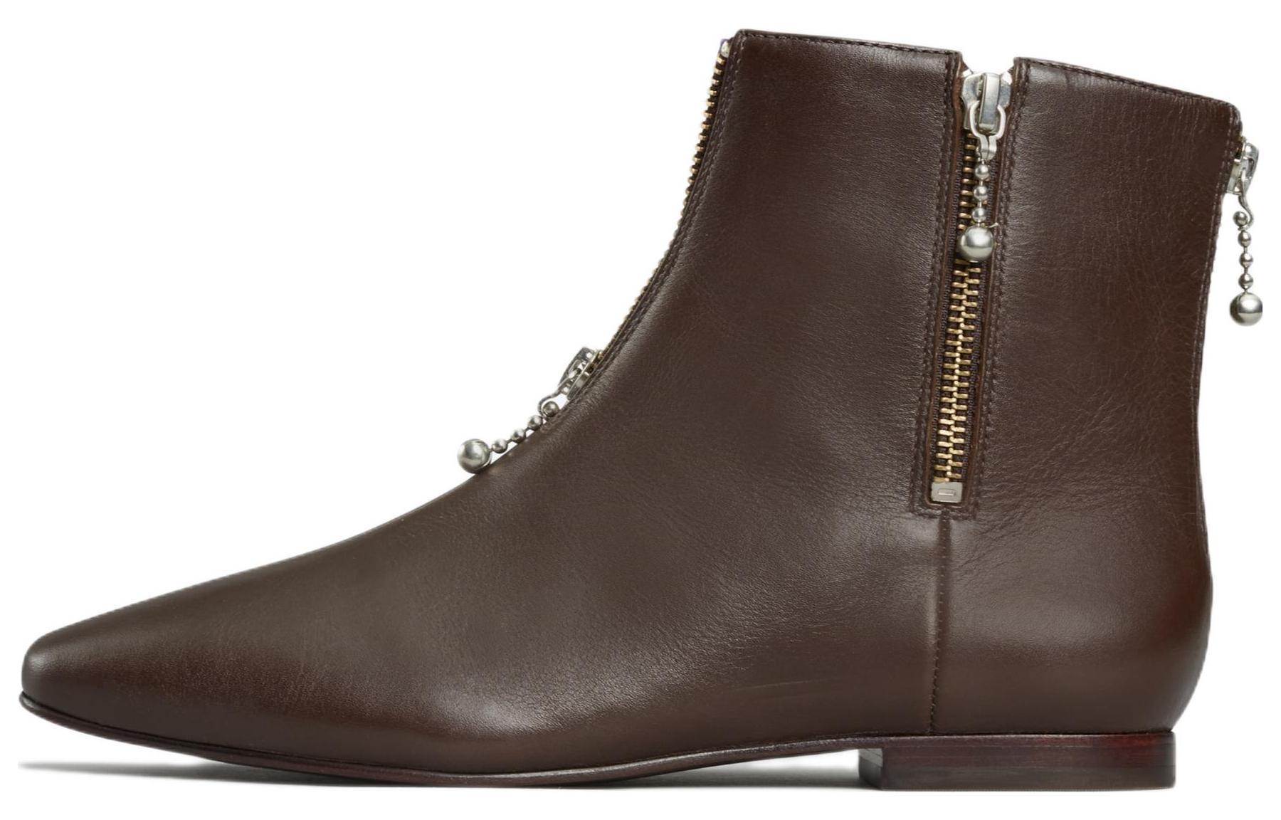 (W) TORY BURCH Leather Zip 'Fashion Boot Brown'