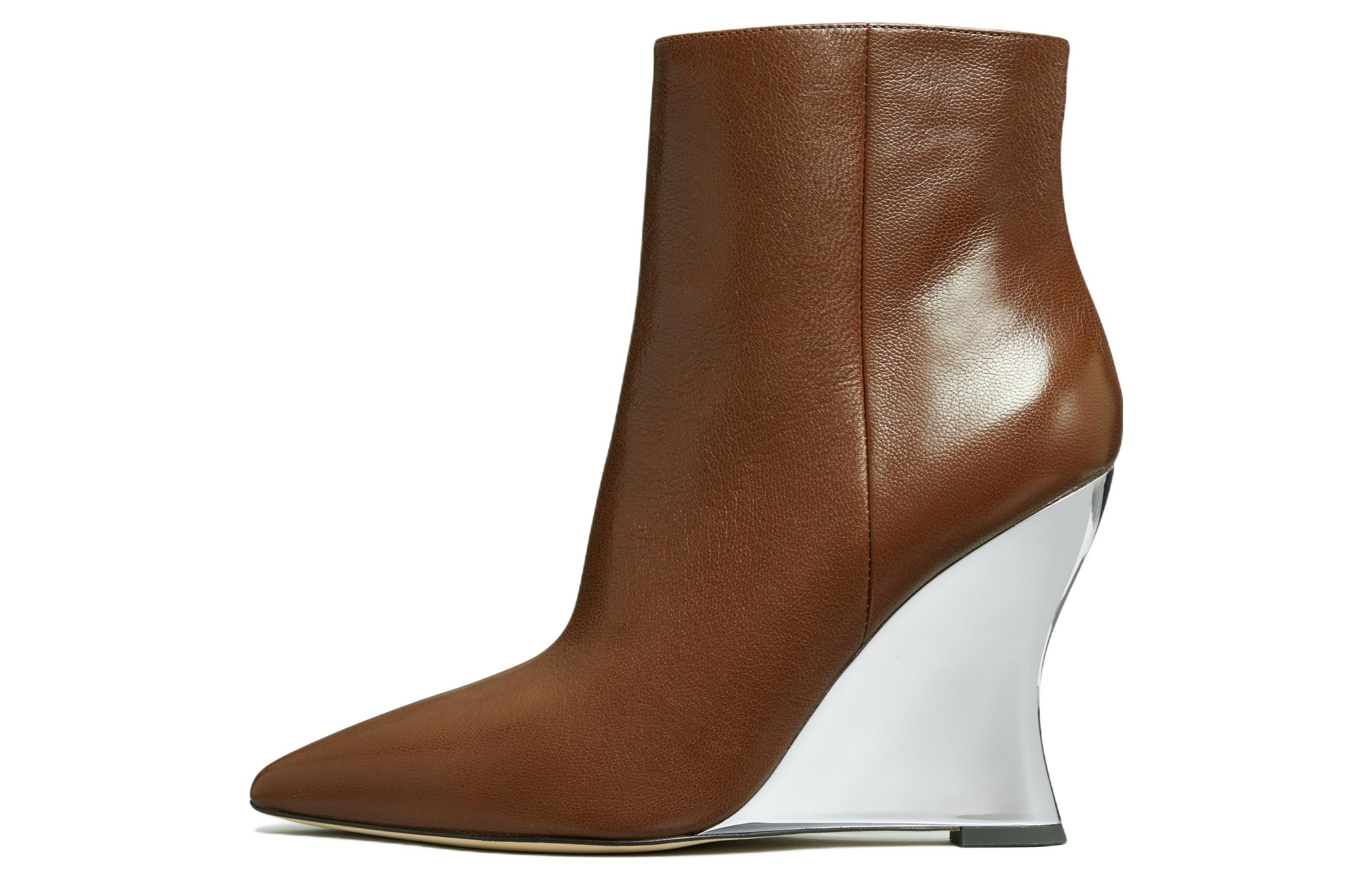 (Women) TORY BURCH Leather Zip Wedge Ankle Boot 'Brown' 144468-200