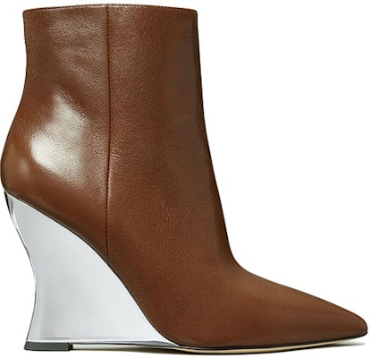 (Women) TORY BURCH Leather Zip Wedge Ankle Boot 'Brown' 144468-200 Order (Women) TORY BURCH Leather Zip Wedge Ankle Boot 'Brown' 144468-200