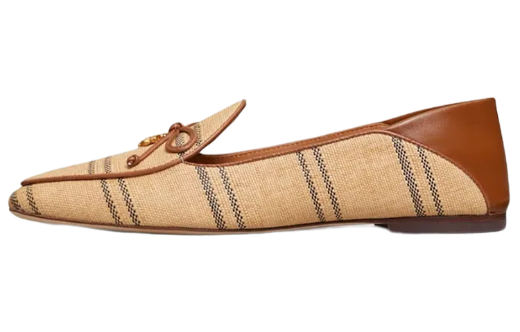 (W) TORY BURCH Loafer 'Warm Brown Basket Weave Stripe'