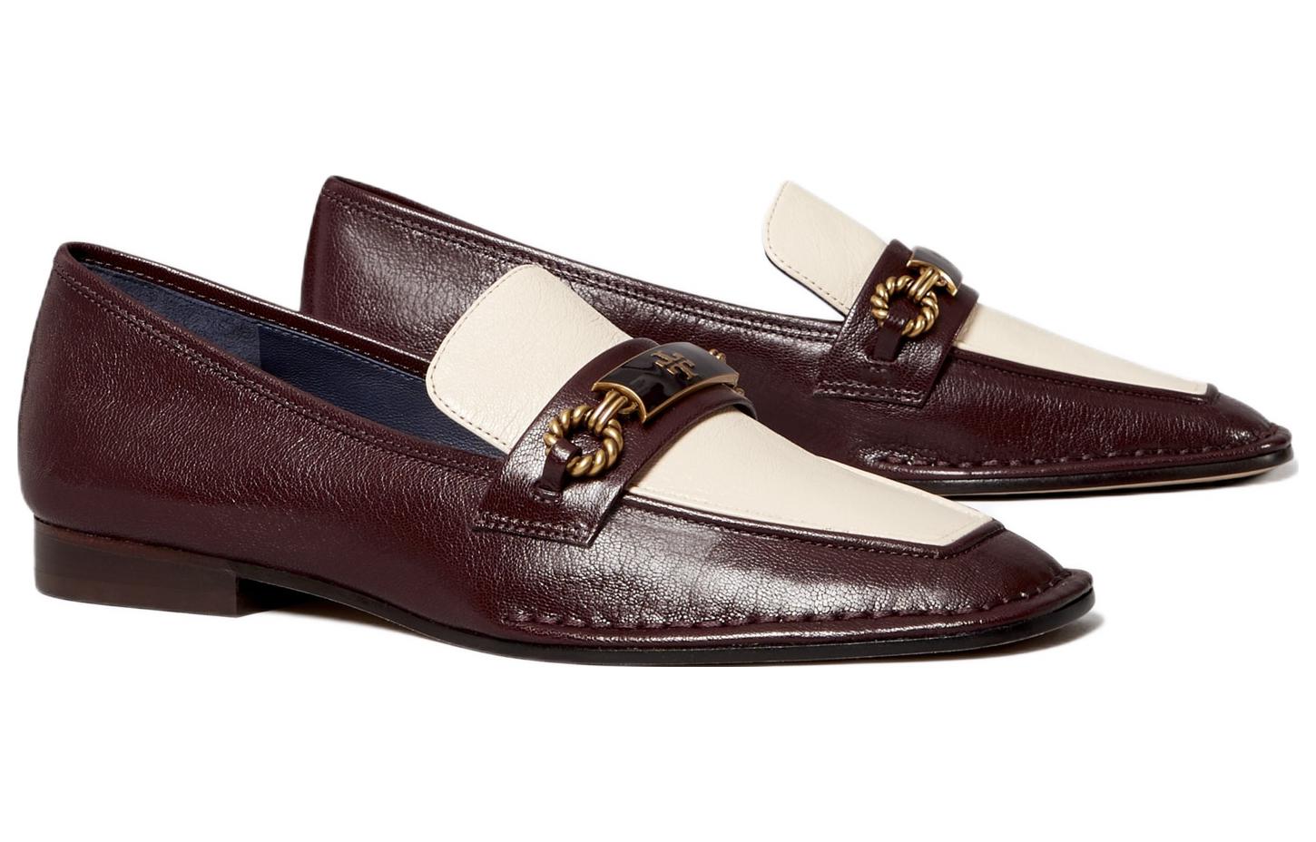 Order (W) TORY BURCH Loafer Rendah 'Coklat Putih' 137799-501