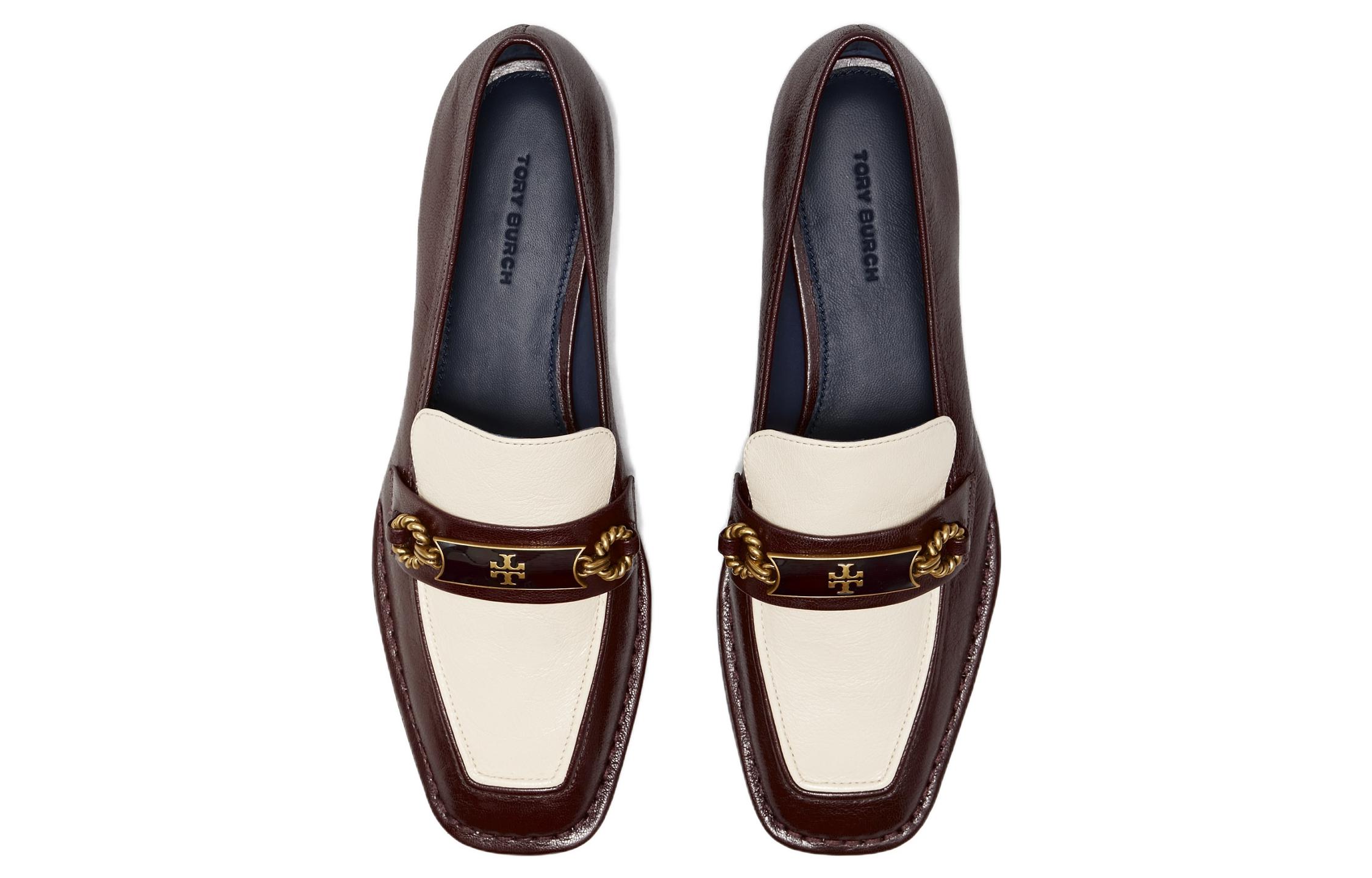Lookbook (W) TORY BURCH Loafer Rendah 'Coklat Putih' 137799-501
