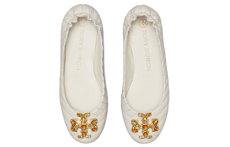(W) TORY BURCH Logo Ballet Flat 'White' 圖 4