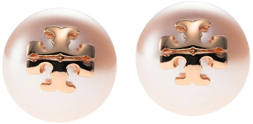 (Women) TORY BURCH Logo Brass Pearl Stud Earrings for Women in Rose Gold. 18151657 Order (Women) TORY BURCH Logo Brass Pearl Stud Earrings for Women in Rose Gold. 18151657