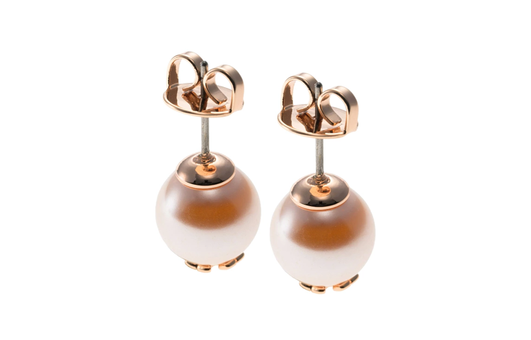 Shop (Women) TORY BURCH Logo Brass Pearl Stud Earrings for Women in Rose Gold. 18151657