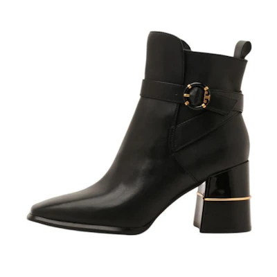 (W) TORY BURCH Logo Buckle High Heel Bootie 'Black Fashion'