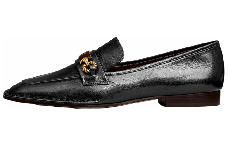 (Women) TORY BURCH Logo Buckle Leather Loafers 'Black' 137799-001