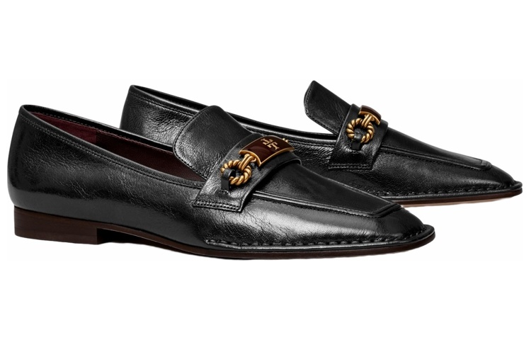 (W) TORY BURCH Logo Buckle Leather Loafers 'Black' 圖 3