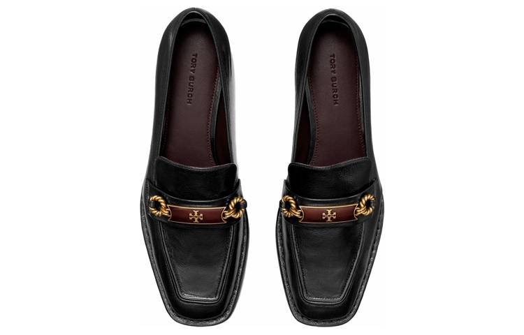 (W) TORY BURCH Logo Buckle Leather Loafers 'Black' 圖 4
