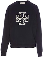 (Women) TORY BURCH Logo Embroidered Crewneck Navy Blue Sweatshirt for Women. 146188-405 (Women) TORY BURCH Logo Embroidered Crewneck Navy Blue Sweatshirt for Women. 146188-405