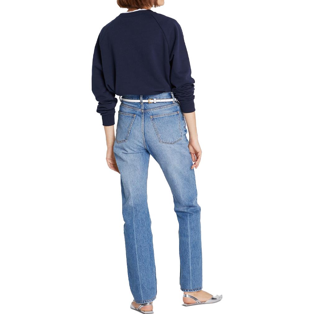 Shop (W) TORY BURCH Logo Bordir Crewneck Navy Blue Sweatshirt Wanita. 146188-405