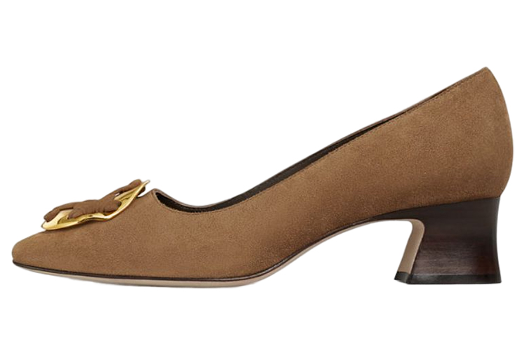 (Women) TORY BURCH Logo Suede Mid-Heel Pump 'Brown' 140865-250