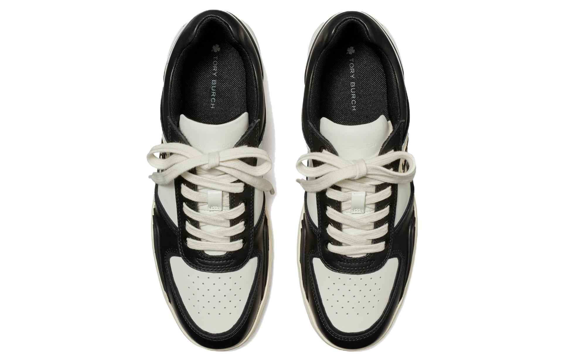 Shop TORY BURCH 牛皮革 時尚舒適 低筒 平底鞋 女式 黑白色