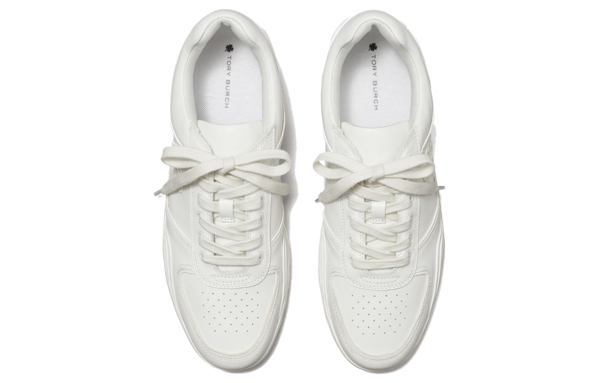 Shop (W) TORY BURCH Sepatu Sneakers Rendah 'Putih Fashion Ujung Bulat' 152959-100