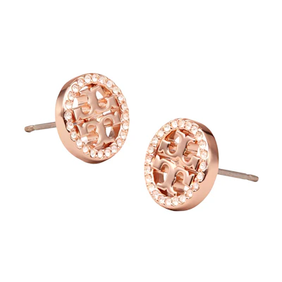 (Women) Tory Burch Miller Crystal Stud Earrings Rose Gold 53422-696