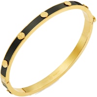 (Women) Tory Burch Miller Enamel Stainless Steel Hinged Bracelet Women’s Black/Gold. 155538-720 (Women) Tory Burch Miller Enamel Stainless Steel Hinged Bracelet Women’s Black/Gold. 155538-720