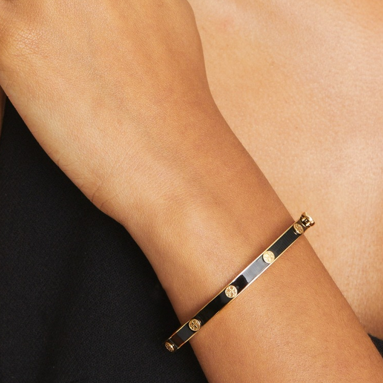 Shop (W) Tory Burch Gelang Wanita Miller Enamel Stainless Steel Hitam/Emas. 155538-720