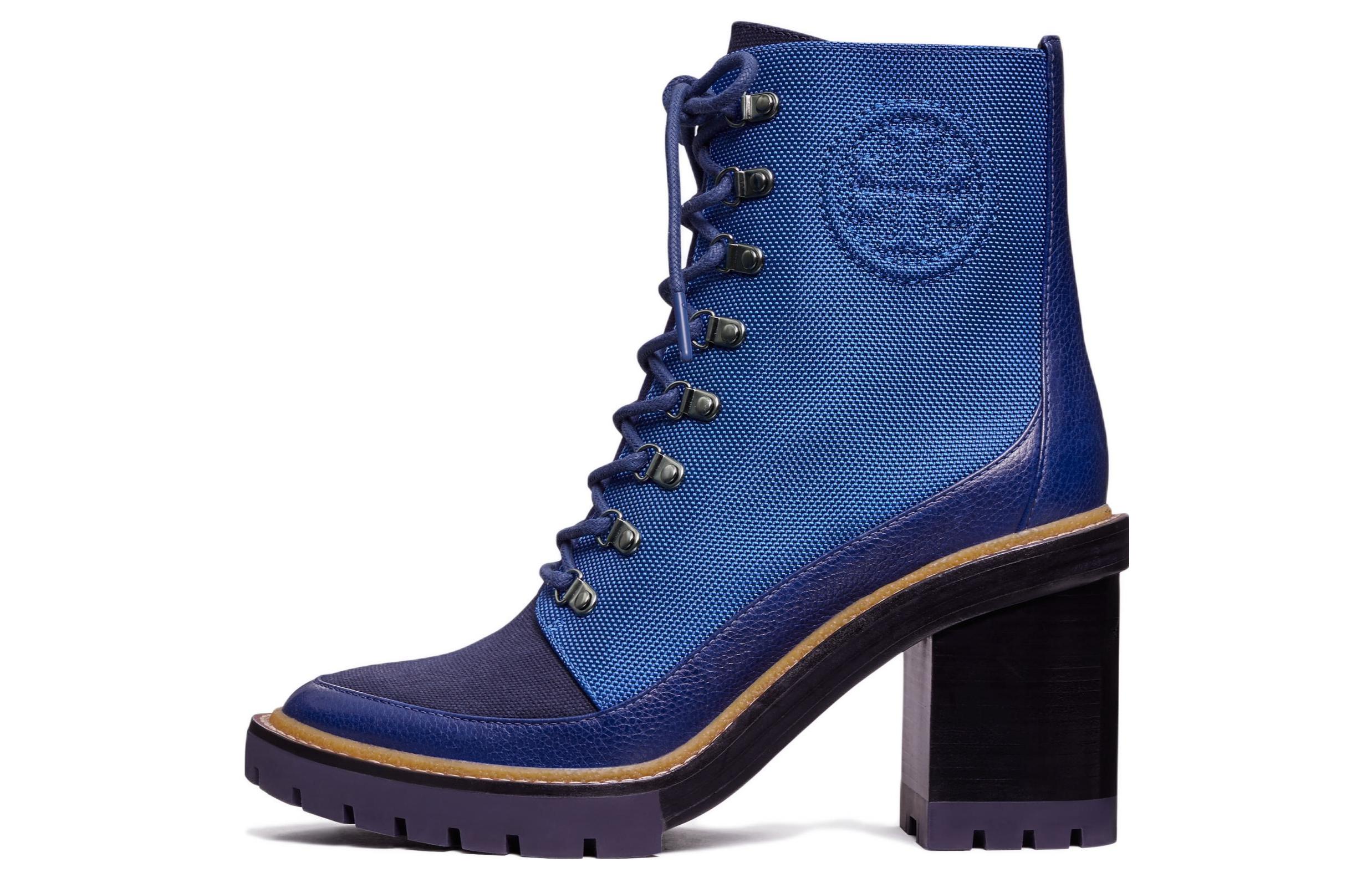(W) TORY BURCH Miller Lug-Sole 'Blue Lace-Up Bootie'