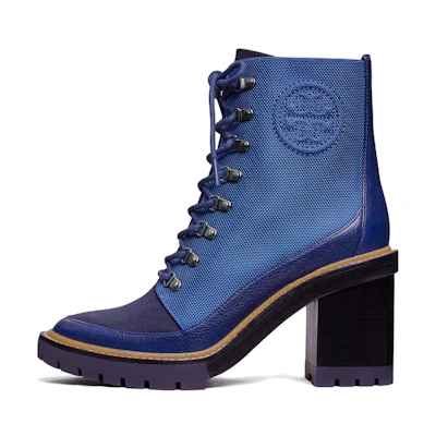 (W) TORY BURCH Miller Lug-Sole 'Blue Lace-Up Bootie'