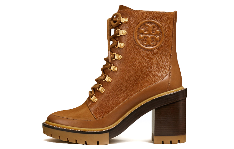 (W) TORY BURCH Miller Mixed-Materials Lug Boot 'Brown'