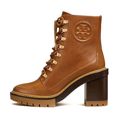 (W) TORY BURCH Miller Mixed-Materials Lug Boot 'Brown'