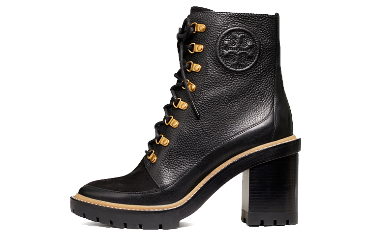 (W) TORY BURCH Miller Mixed-Materials Lug Boot 'Black'