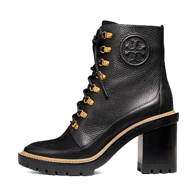 (W) TORY BURCH Miller Mixed-Materials Lug Boot 'Black'