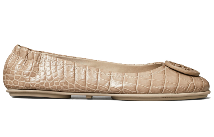 (W) TORY BURCH Minnie Travel 'Embossed Leather Ballet Flat - Taupe' 圖 2
