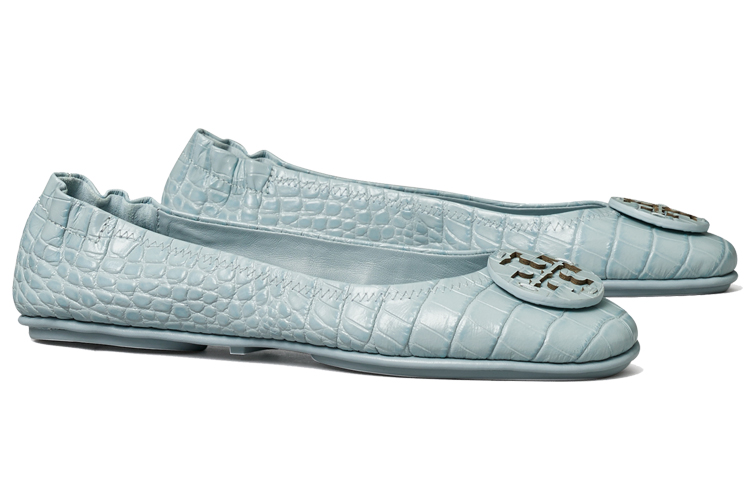 (W) TORY BURCH Minnie Travel 'Embossed Leather Elegant Ballet Flat - Blue' 圖 3