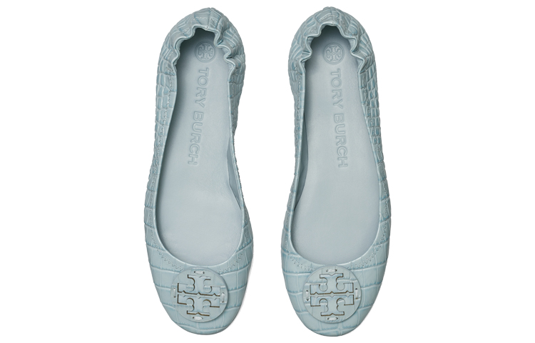 (W) TORY BURCH Minnie Travel 'Embossed Leather Elegant Ballet Flat - Blue' 圖 4