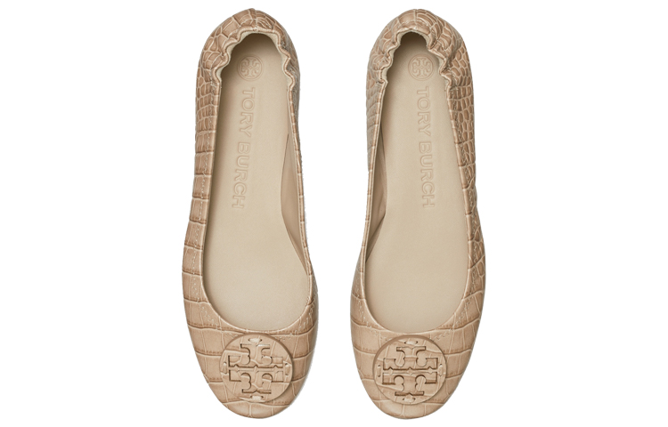 (W) TORY BURCH Minnie Travel 'Embossed Leather Ballet Flat - Taupe' 圖 5