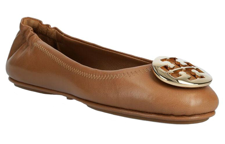Lookbook (W) TORY BURCH Minnie Travel Ballerinas Braun Gold ''Brown'' 50393-232