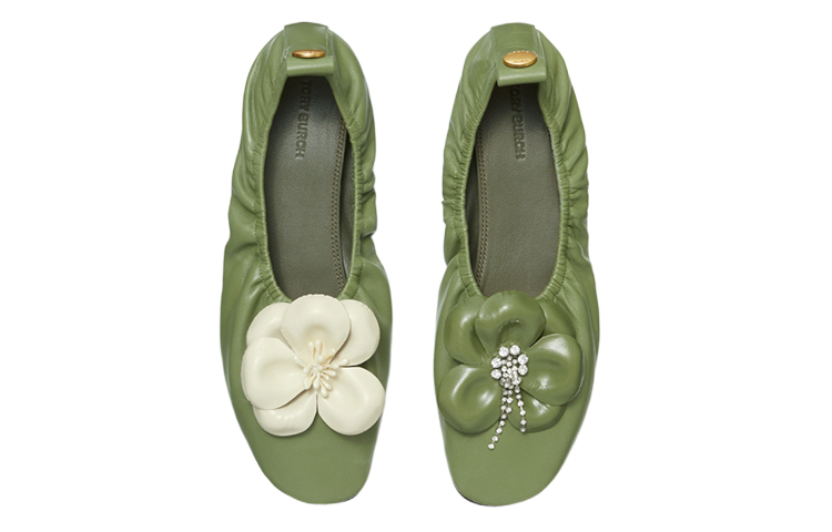 (W) TORY BURCH Napa Leather Ballet Flats 'Green' 圖 3