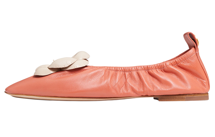 (W) TORY BURCH Napa Leather Ballet Flats 'Orange Red'