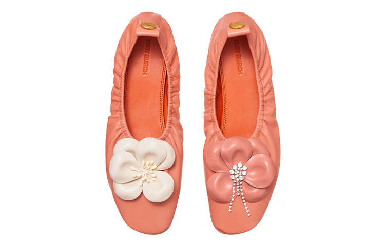 (W) TORY BURCH Napa Leather Ballet Flats 'Orange Red' 圖 3