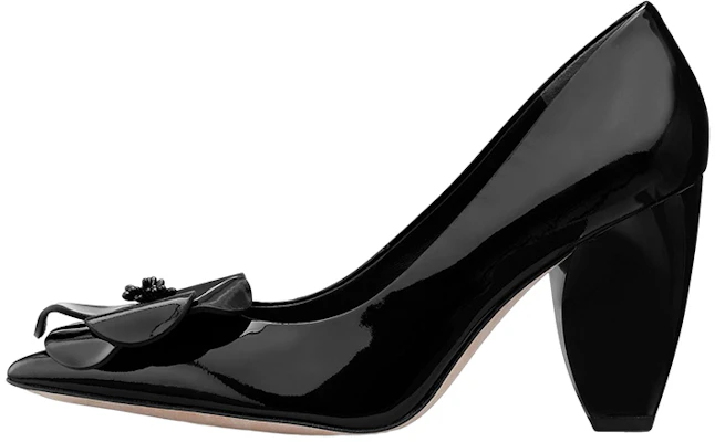 (Women) TORY BURCH Patent Bloom Pointed-Toe Block Heel 'Black' 142995-007 Buy (Women) TORY BURCH Patent Bloom Pointed-Toe Block Heel 'Black' 142995-007