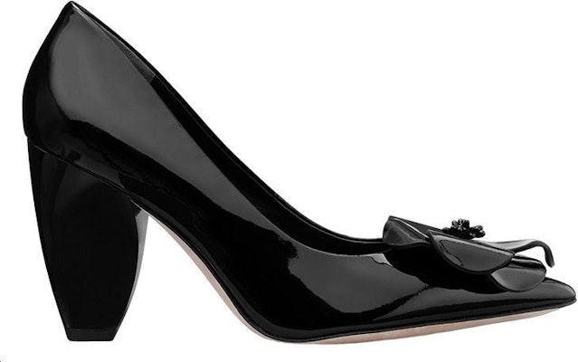 (Women) TORY BURCH Patent Bloom Pointed-Toe Block Heel 'Black' 142995-007 Order (Women) TORY BURCH Patent Bloom Pointed-Toe Block Heel 'Black' 142995-007