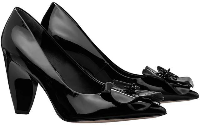 (Women) TORY BURCH Patent Bloom Pointed-Toe Block Heel 'Black' 142995-007 Lookbook (Women) TORY BURCH Patent Bloom Pointed-Toe Block Heel 'Black' 142995-007