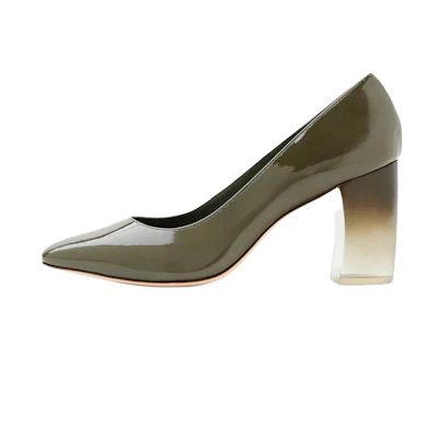 (W) TORY BURCH Patent Leather Mule 'Green Chunky Heel'