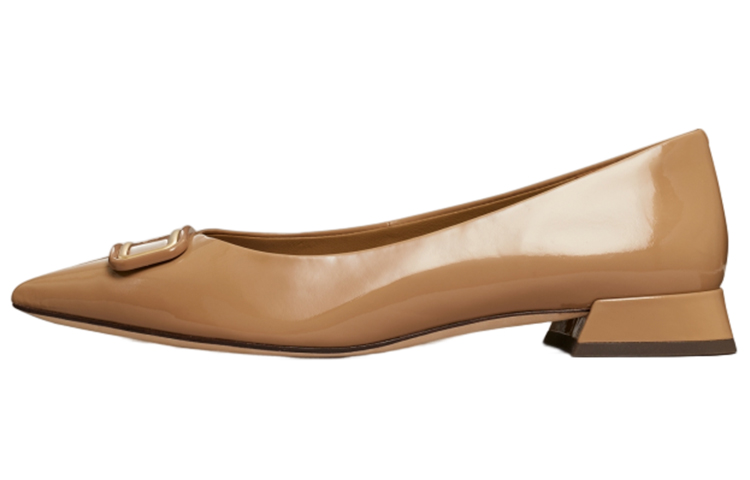 (Women) TORY BURCH Patent Leather Pointed Flat 'Brown Logo' 146412-200